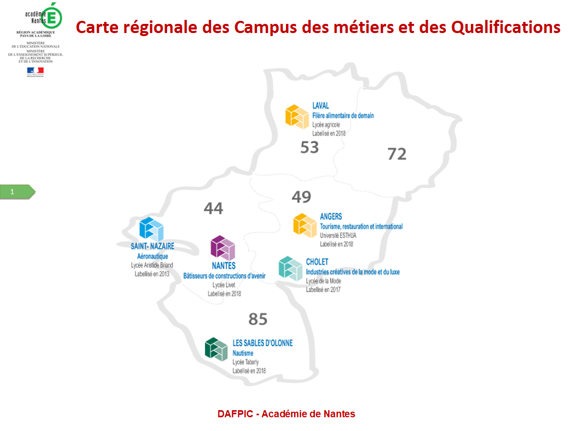 Carte régionale des Campus des métiers et des Qualifications
